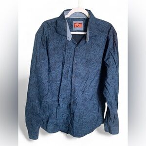 Consequence Men’s Navy Paisley Long Sleeve Shirt Size XL